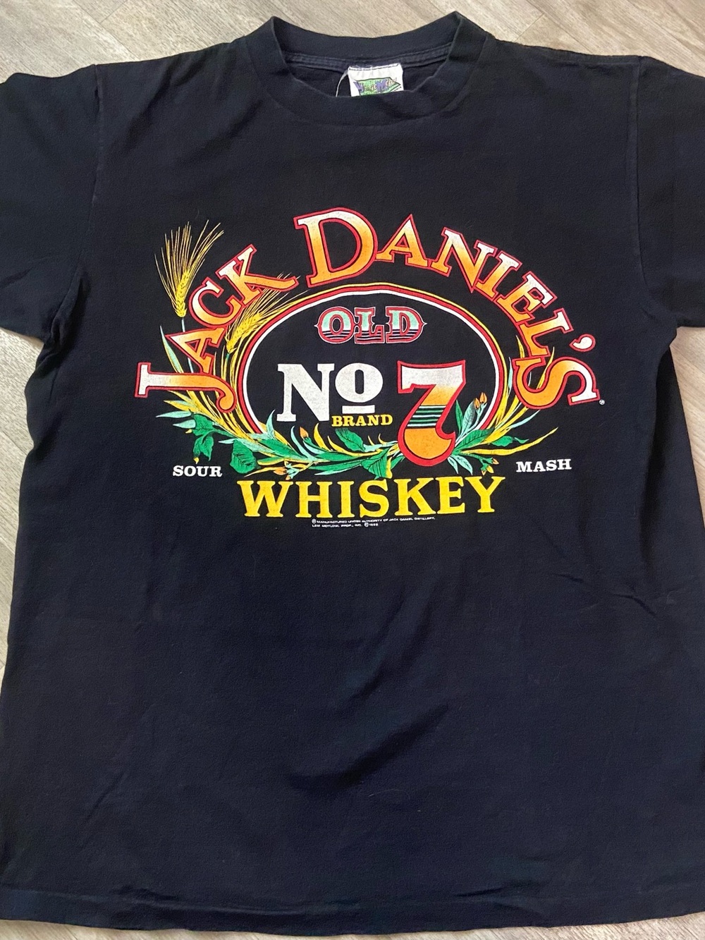 VTG 80s 1988 Village Mews Jack Daniels NO.7 Sour Mash Single Stitch Tee L